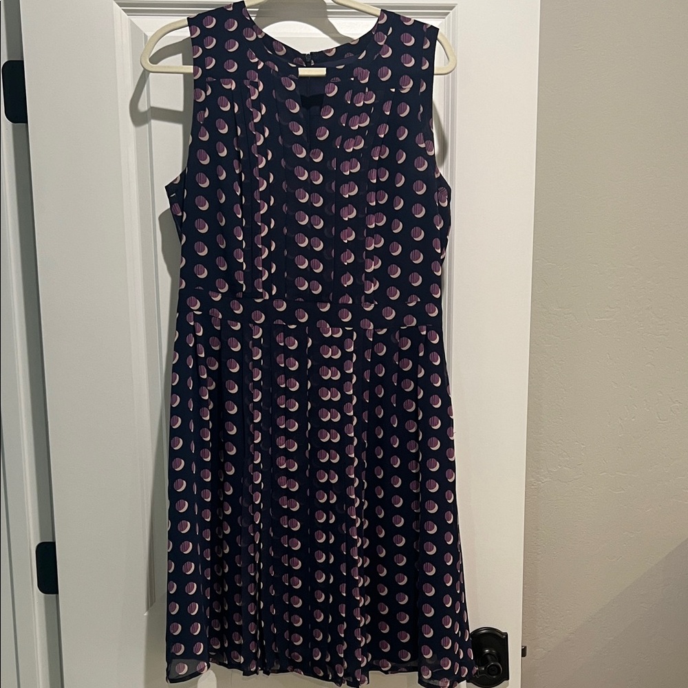 Halogen Navy and Pink Polka Dot Midi Dress
